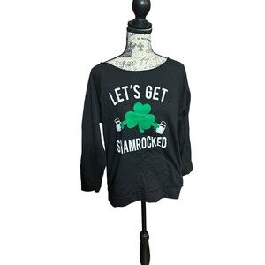 St Patricks Shirt Women Casual Round Neck Irish Sweatshirt Tops Get Shamrock L